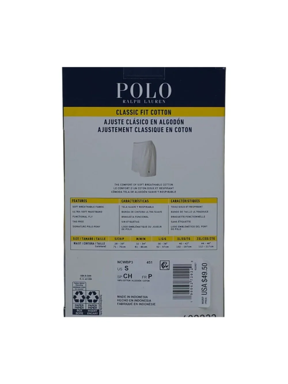 Polo Ralph Lauren 3 Pack Classic Fit Cotton Woven Boxers Soft Breathable Small